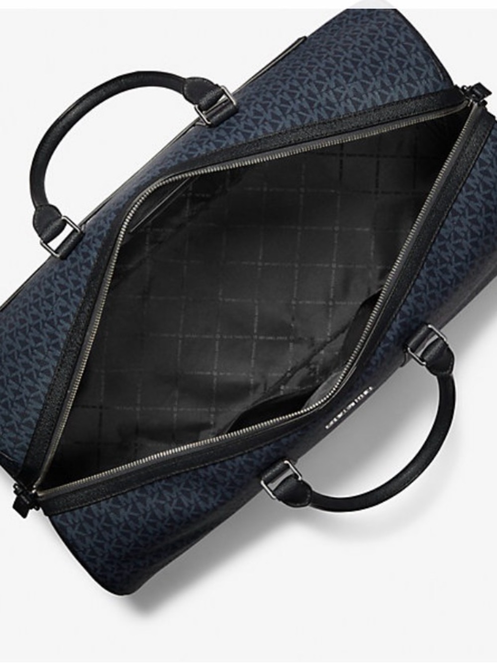Michael Kors Navy MK Monogram Duffel with Black Trim - Picture 6 of 8
